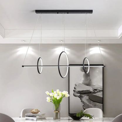 مصباح معلق LED أكريليك بسيط من DecorBites™ باللون الأسود/الذهبي، إضاءة دافئة/بيضاء - عرض 35.5 بوصة/43 بوصة