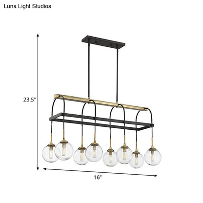 ديكوربايتس™ مصباح معلق على شكل قوس بسيط من الزجاج الشفاف، 8 لمبات باللونين الأسود والذهبي