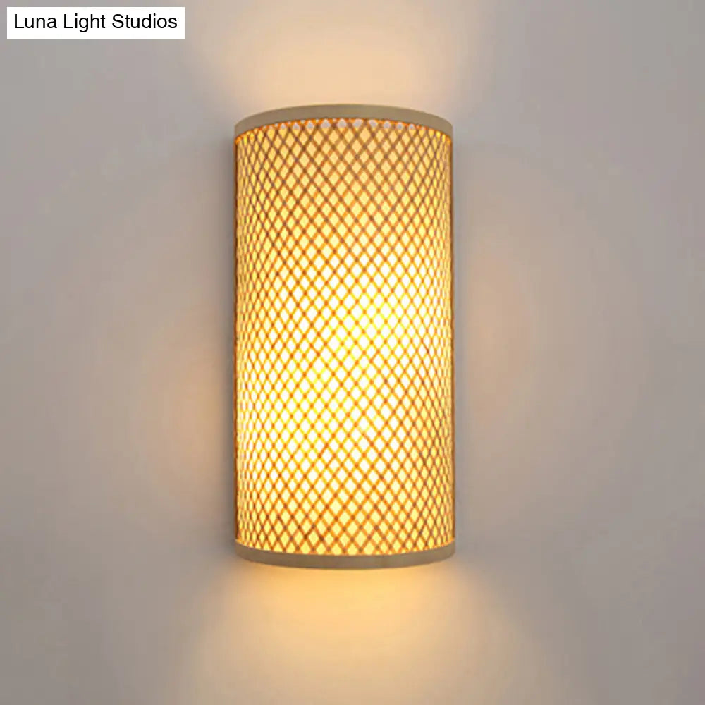 DecorBites™ DecorBites™ Minimalist Bamboo Half-Cylindrical Wall Light – Beige Flush Mount Sconce for Hallways