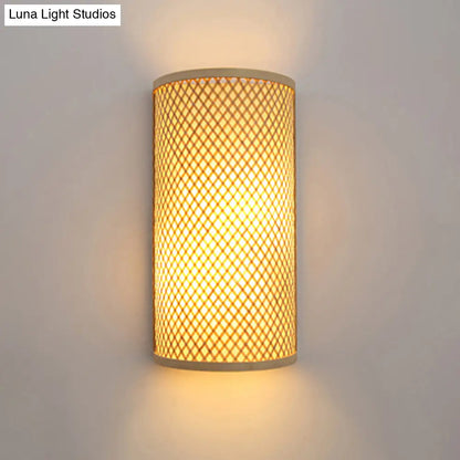 DecorBites™ DecorBites™ Minimalist Bamboo Half-Cylindrical Wall Light – Beige Flush Mount Sconce for Hallways