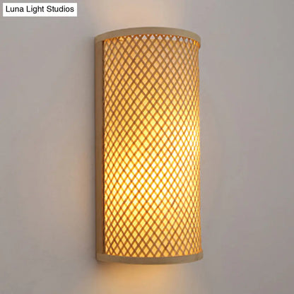 DecorBites™ DecorBites™ Minimalist Bamboo Half-Cylindrical Wall Light – Beige Flush Mount Sconce for Hallways