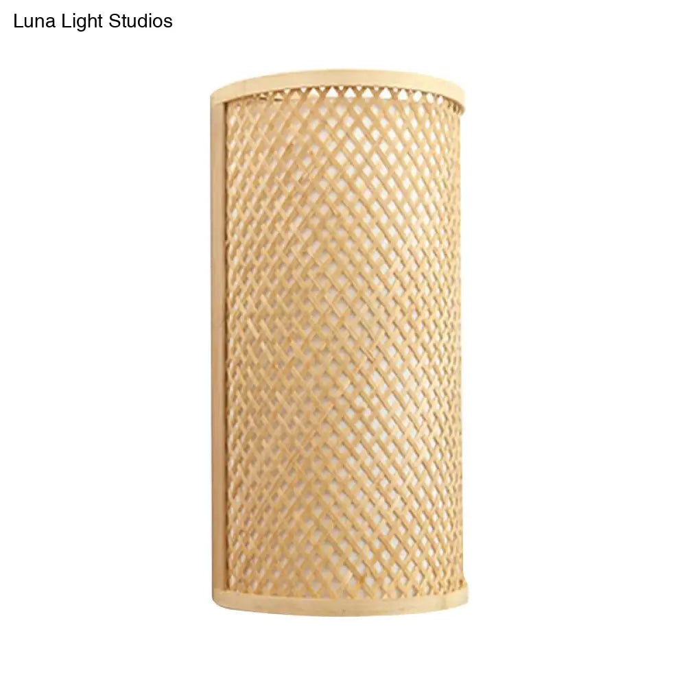 DecorBites™ DecorBites™ Minimalist Bamboo Half-Cylindrical Wall Light – Beige Flush Mount Sconce for Hallways