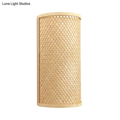 DecorBites™ DecorBites™ Minimalist Bamboo Half-Cylindrical Wall Light – Beige Flush Mount Sconce for Hallways