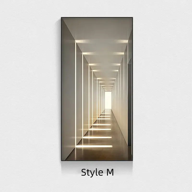 Minimalist beige abstract led wall lamp with sleek black frame and warm led wall lighting accents for hallway decor
