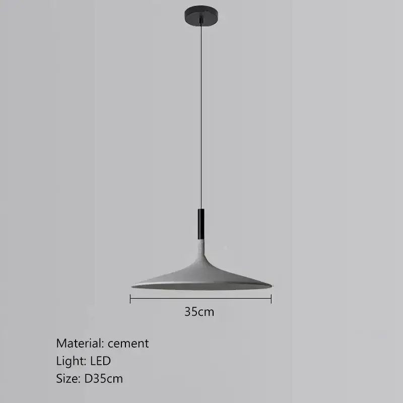 Minimalist beige cement ufo led pendant light with modern gray cement and black accents for dining room decorbites pendant lights
