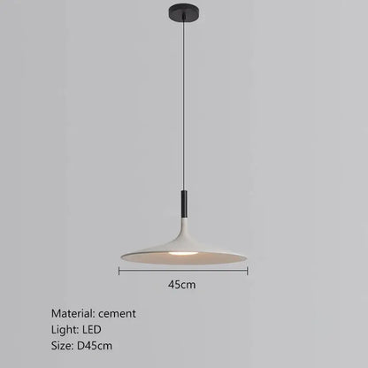 Minimalist beige cement ufo led pendant light with white cement shade and black metal hardware for dining room decorbites cement ufo