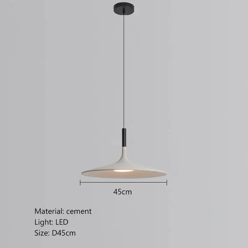 Minimalist beige cement ufo led pendant light with white cement shade and black metal hardware for dining room decorbites cement ufo