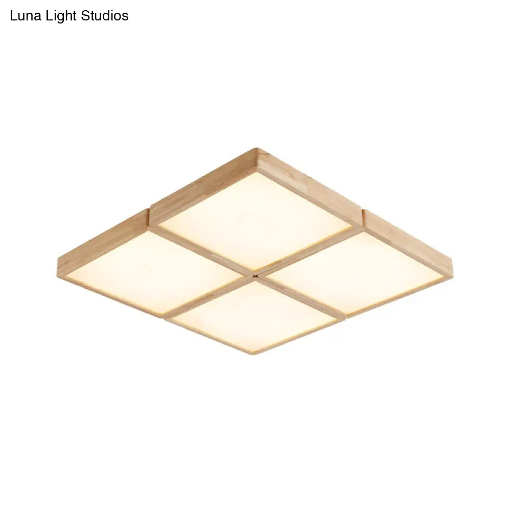 DecorBites™ DecorBites™ Minimalist Beige Geometric Flush Mount Ceiling Light with Acrylic Diffuser - 4/6 Lights