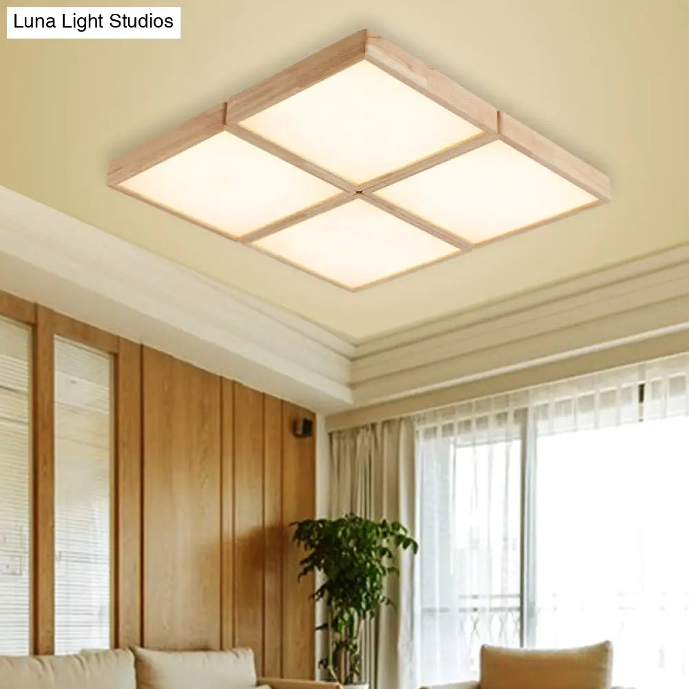 DecorBites™ DecorBites™ Minimalist Beige Geometric Flush Mount Ceiling Light with Acrylic Diffuser - 4/6 Lights