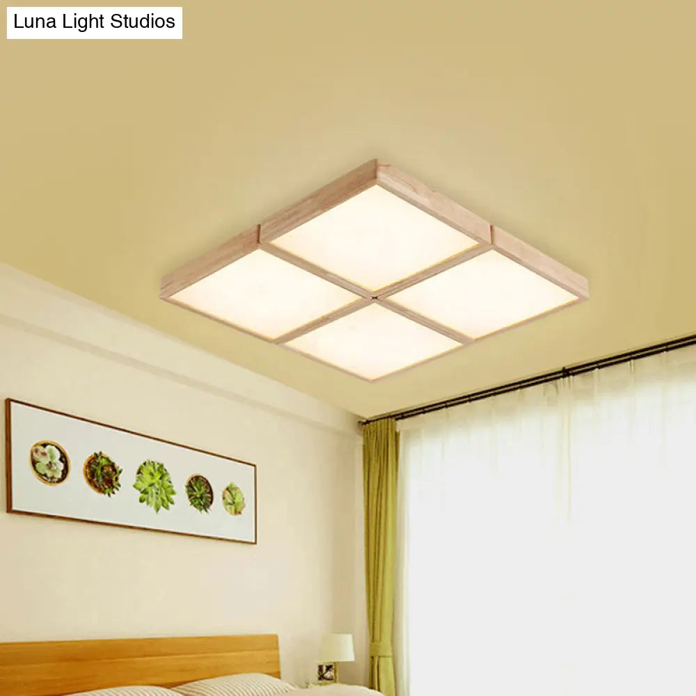 DecorBites™ DecorBites™ Minimalist Beige Geometric Flush Mount Ceiling Light with Acrylic Diffuser - 4/6 Lights