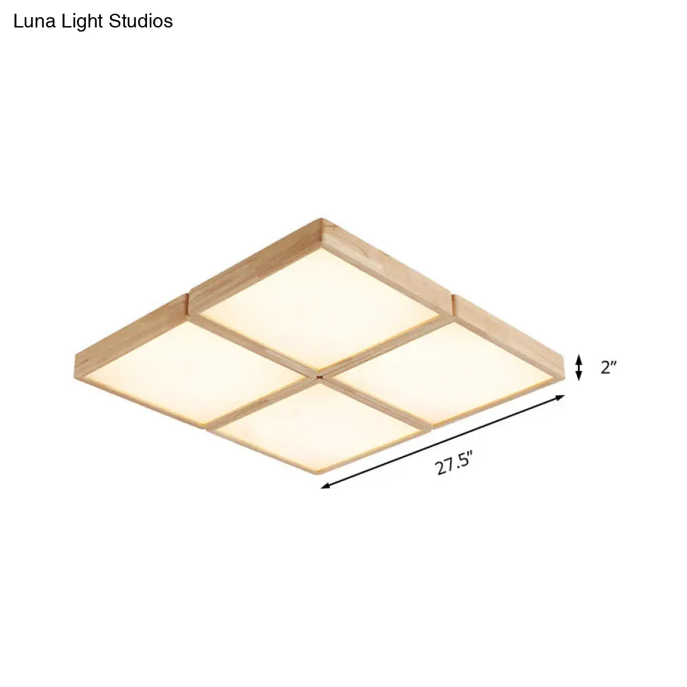 DecorBites™ DecorBites™ Minimalist Beige Geometric Flush Mount Ceiling Light with Acrylic Diffuser - 4/6 Lights