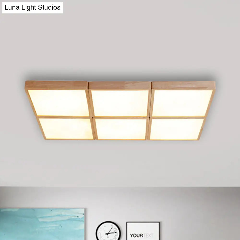 DecorBites™ DecorBites™ Minimalist Beige Geometric Flush Mount Ceiling Light with Acrylic Diffuser - 4/6 Lights