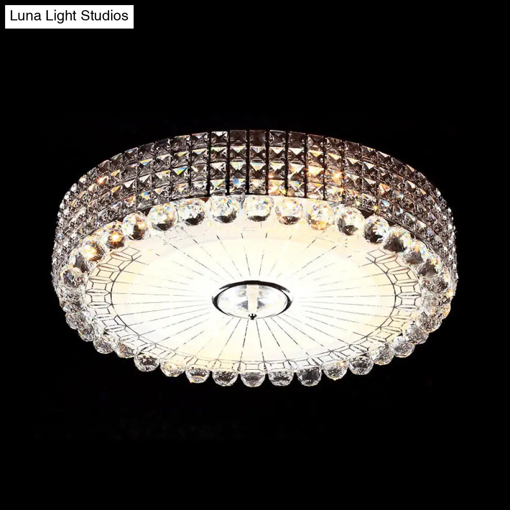 DecorBites™ DecorBites™ Minimalist Beveled Crystal LED Ceiling Light, Silver/Gold Flush Mount Circle, 16/23.5 Inch Dia