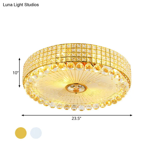 DecorBites™ DecorBites™ Minimalist Beveled Crystal LED Ceiling Light, Silver/Gold Flush Mount Circle, 16/23.5 Inch Dia