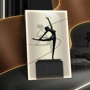 Minimalist black abstract figure luminous canvas wall lamp with sleek glossy dancer sculpture for living room wall lamps