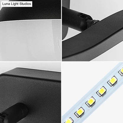 DecorBites™ DecorBites™ Minimalist Black Acrylic Bowl LED Wall Sconce Vanity Light Fixture for Bath