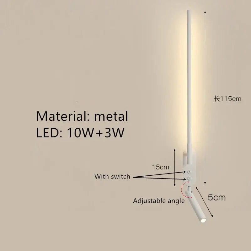A sleek white metal wall lamp with adjustable angle and 10w plus 3w light output for bedroom reading decorbites adjustable angle