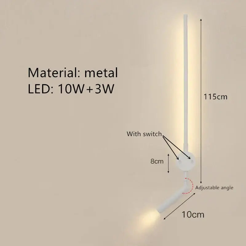 White metal wall lamp with adjustable angle and switch for minimalist bedroom reading decorbites adjustable angle