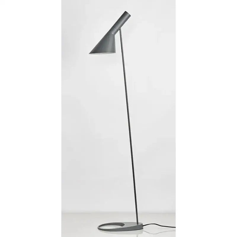 Modern matte gray floor lamp with a sleek metal stand featuring decorbites adjustable led floor light design
