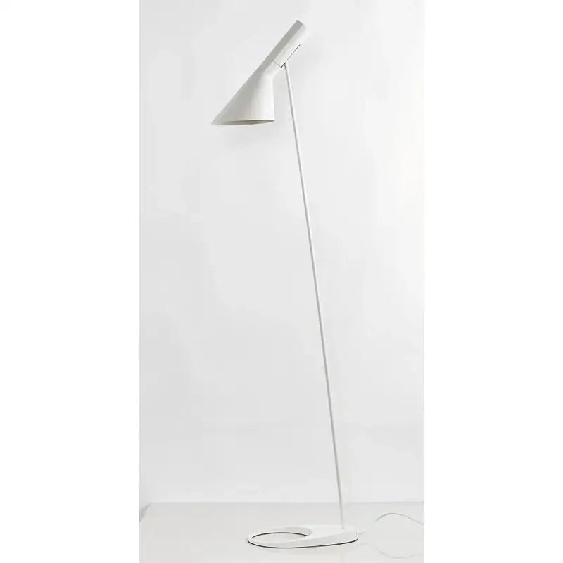 White minimalist floor lamp with sleek conical shade and slender metal pole for decorbites adjustable led floor lighting