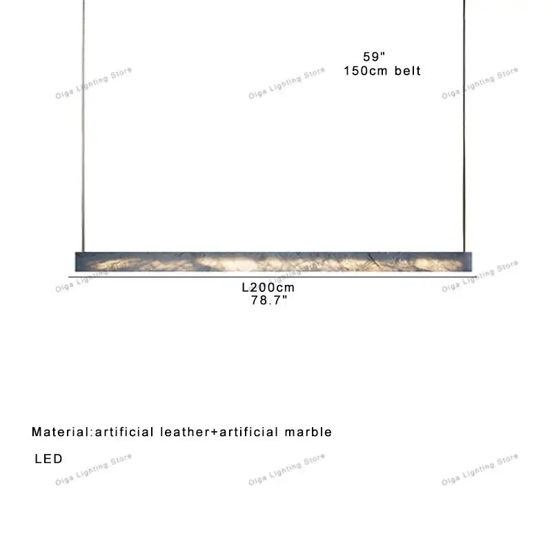 Minimalist black and amber marble design pendant light with artificial leather accents for modern office lighting