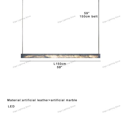 Minimalist black and amber marble design pendant light with rectangular artificial leather accents for office use
