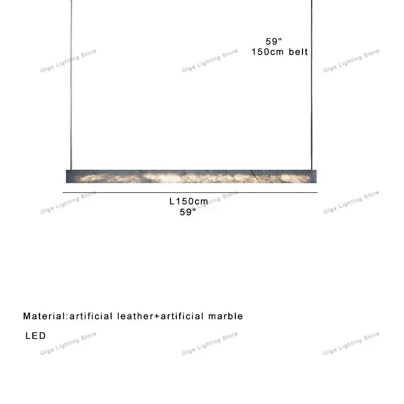 Minimalist black and amber marble design pendant light with rectangular artificial leather accents for office use