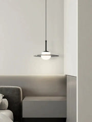 Minimalist black and copper decorbites glass pendant lamp with frosted globe and metallic ring for bedroom light decorbites glass pendant