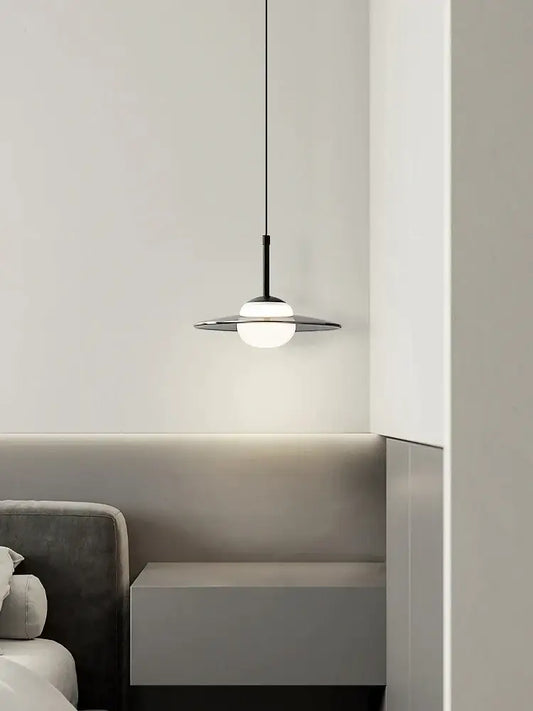 Minimalist black and copper decorbites glass pendant lamp with frosted globe and metallic ring for bedroom light decorbites glass pendant