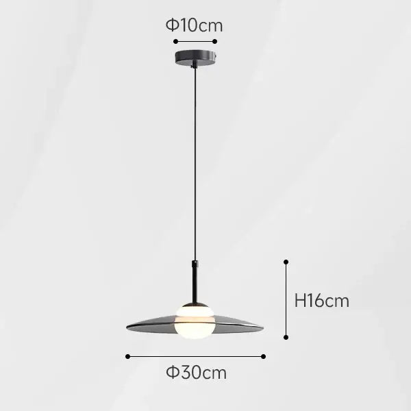 Minimalist black and copper decorbites glass pendant lamp with sleek disc shade and warm glow bulb for bedroom decor