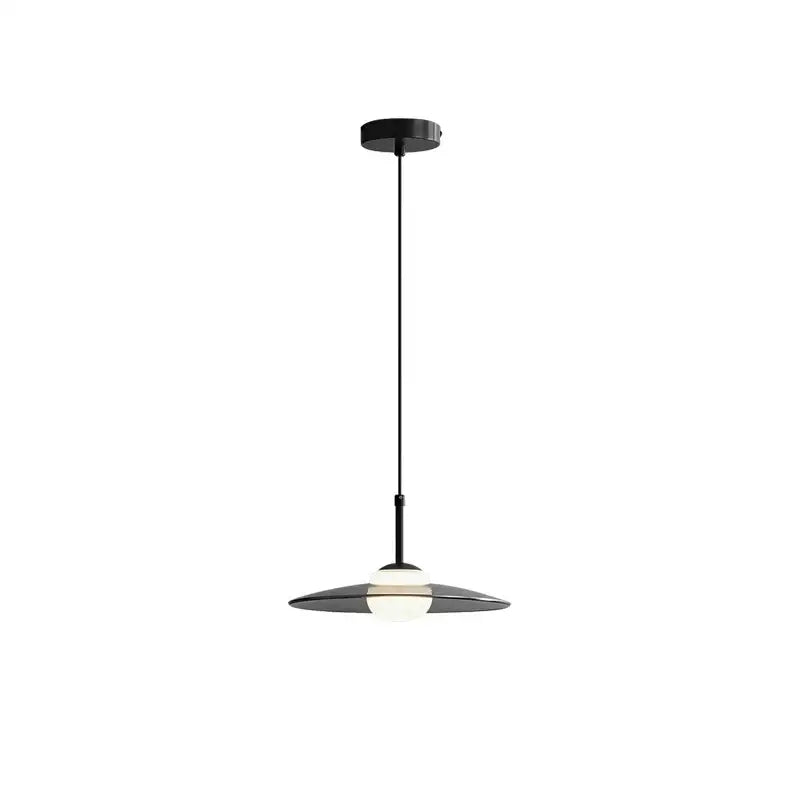Minimalist black and copper glass pendant lamp with a sleek disc-shaped shade and frosted bulb from decorbites glass pendant