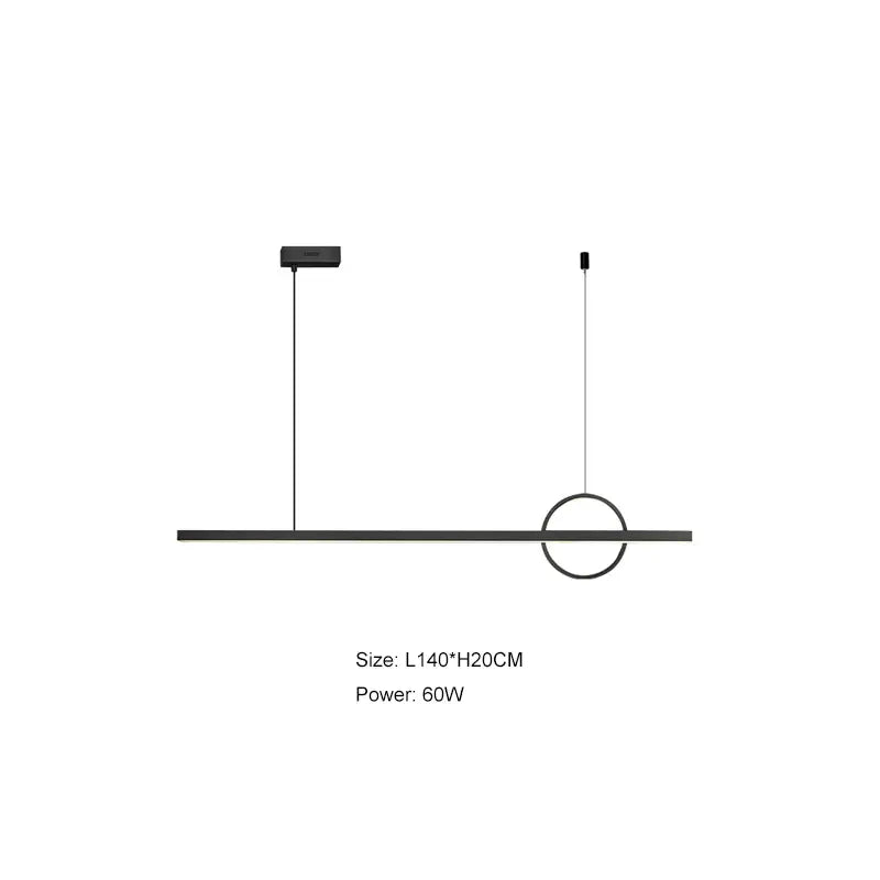 Minimalist black and geometric copper chandelier with a sleek horizontal bar and circular accent for dining room decorbites geometric copper