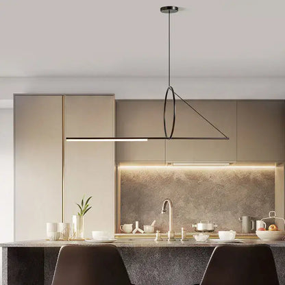 Minimalist black art line led pendant light with sleek metal frame and geometric design for dining room decorbites art line