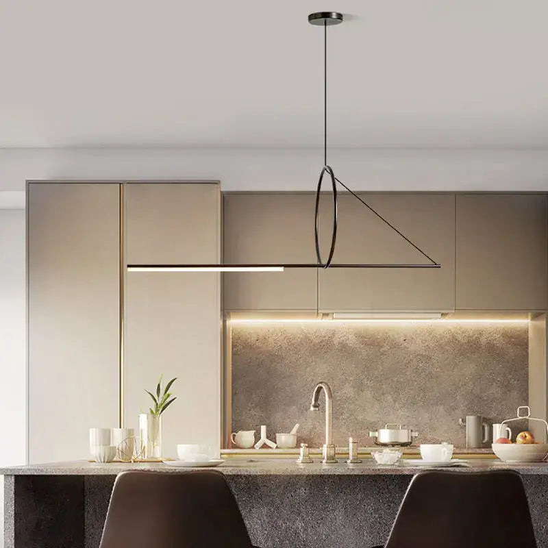 Minimalist black art line led pendant light with sleek metal frame and geometric design for dining room decorbites art line