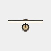Modern black and brass wall mounted vanity light with sleek minimalist design ideal for bathroom vanity lighting