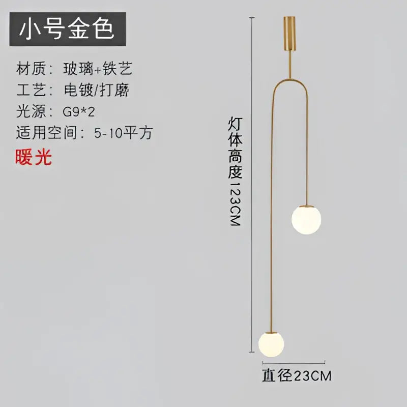 Minimalist pendant lamp with a gold-finished bronze glass ball frame and two frosted glass globes for living room decorbites bronze glass