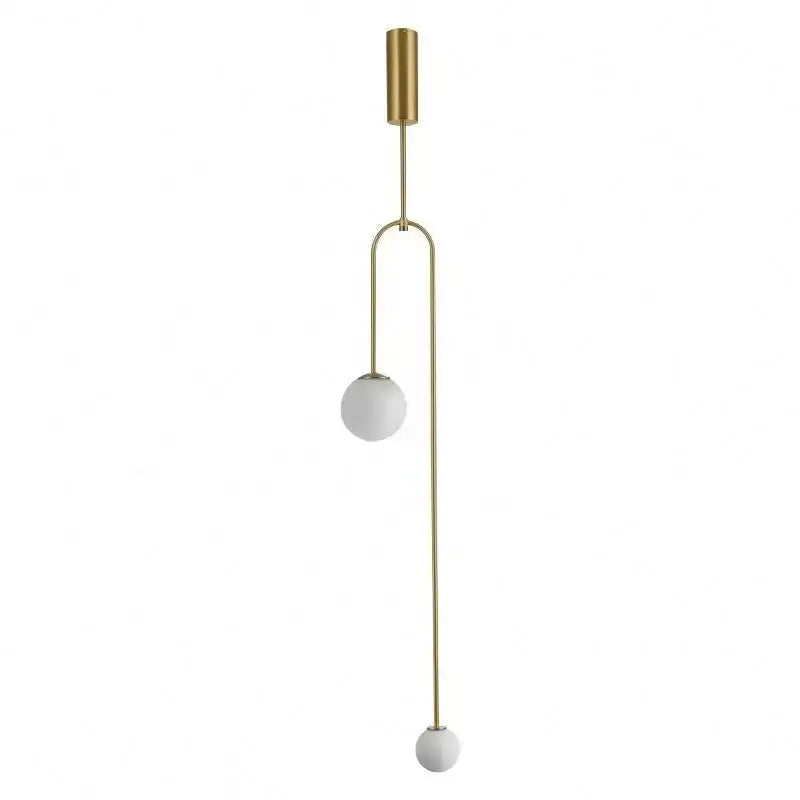 Minimalist black bronze glass ball pendant light with gold-toned rods and frosted spheres for living room decorbites bronze glass
