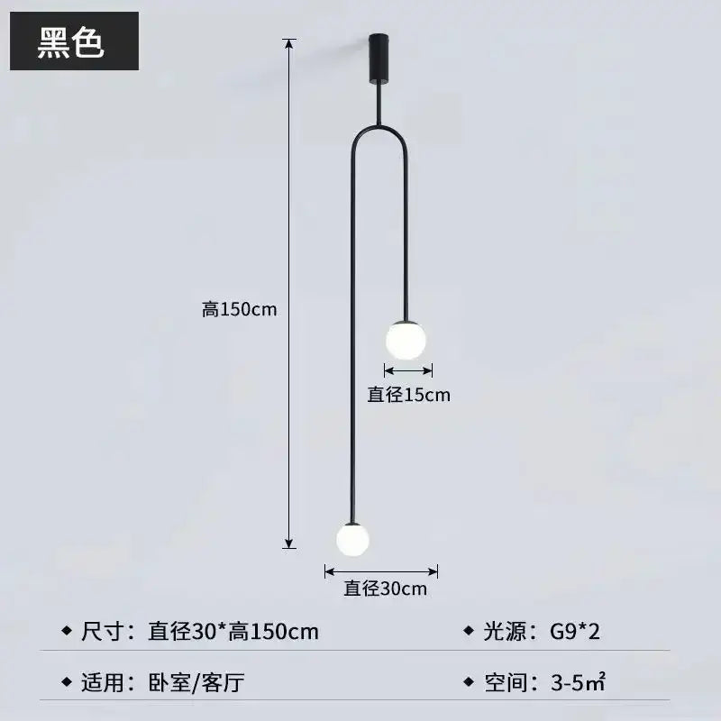 Minimalist black bronze glass ball pendant light with two spherical glass bulbs for living room decorbites bronze glass