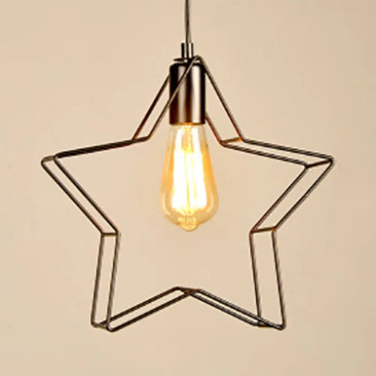 Minimalist Black/Bronze Metal Wire Pendant Lighting for Living Room - Star Ceiling Hanging Light with 1 Light