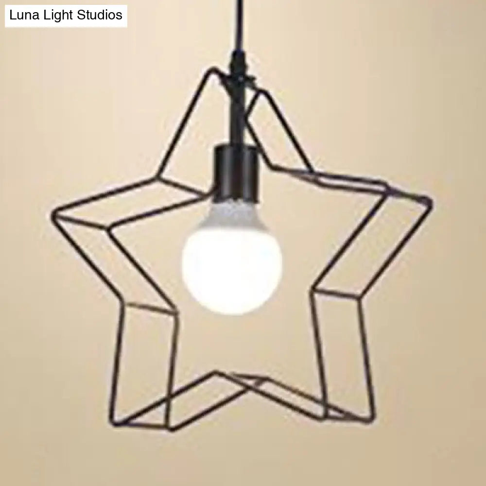 Minimalist Black/Bronze Metal Wire Pendant Lighting for Living Room - Star Ceiling Hanging Light with 1 Light