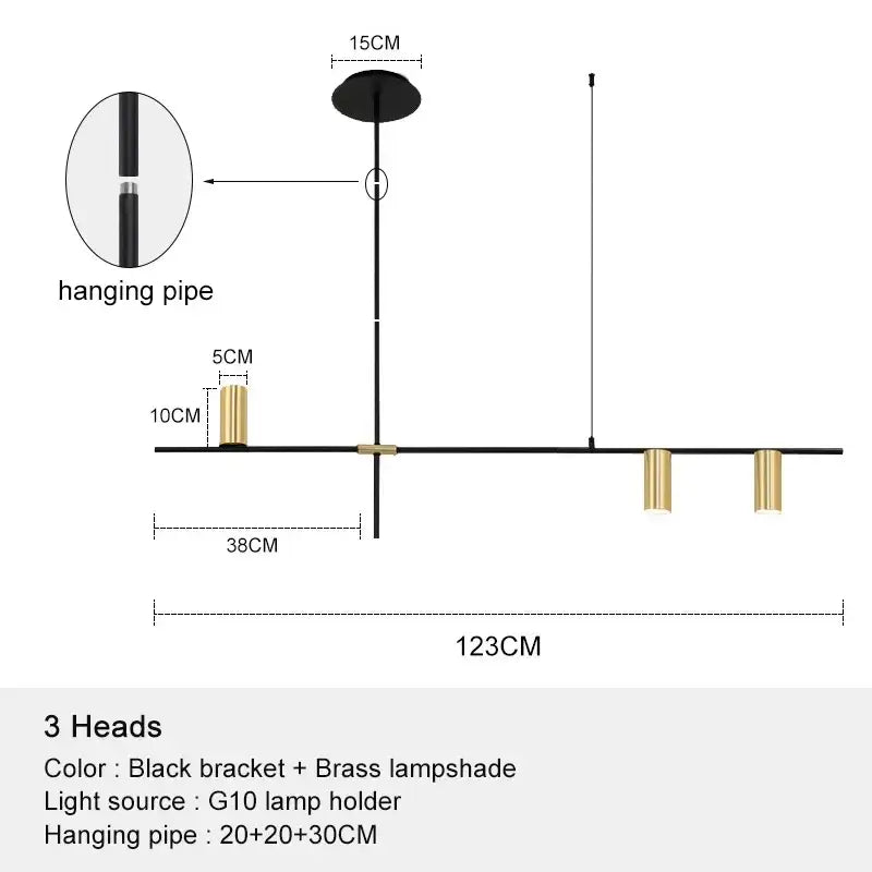 Minimalist black chandelier pendant lights with sleek black bracket and three brass cylindrical lampshades for dining room decorbites black chandelier pendant