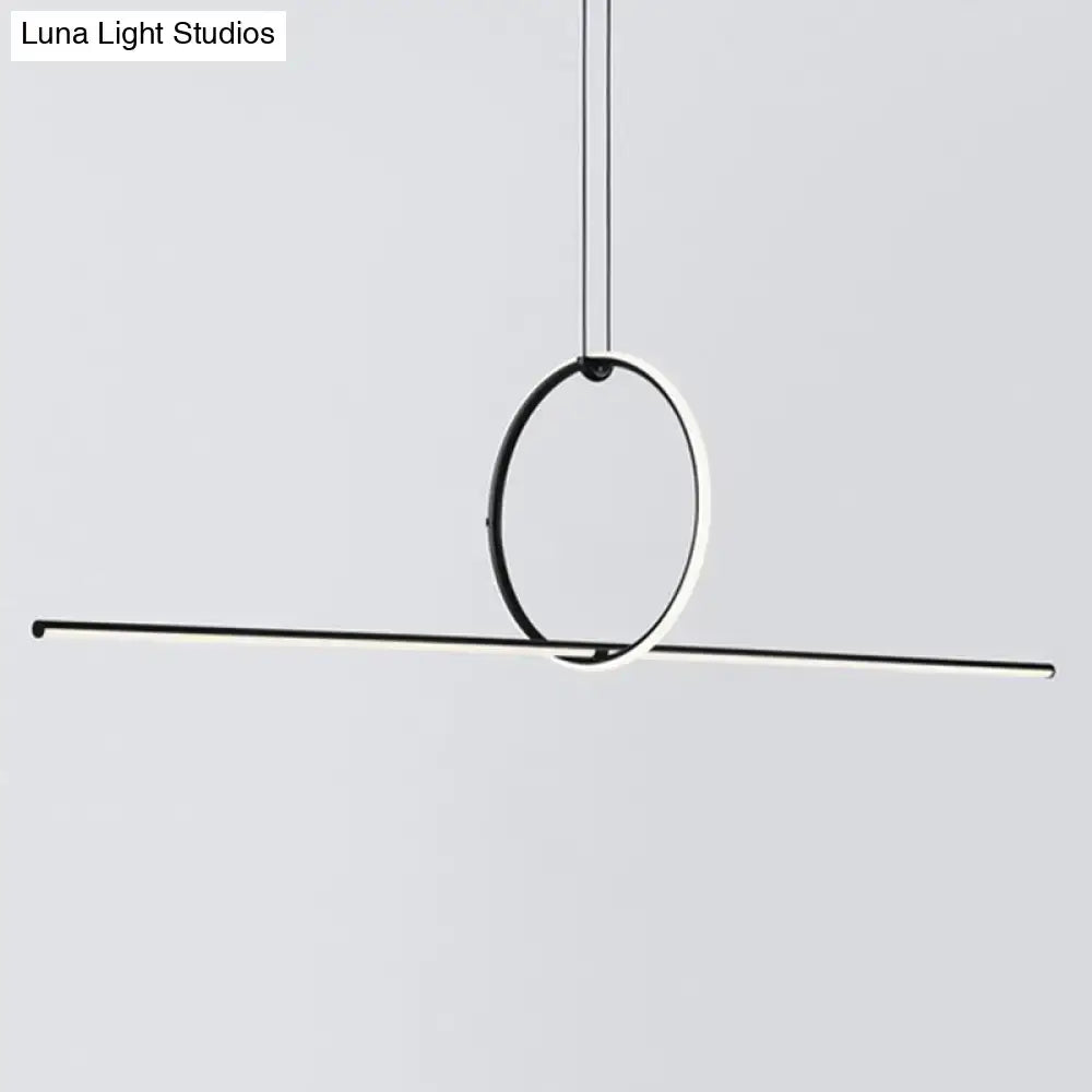 Minimalist black and white contemporary metal led hanging pendant light with sleek modern design for office use