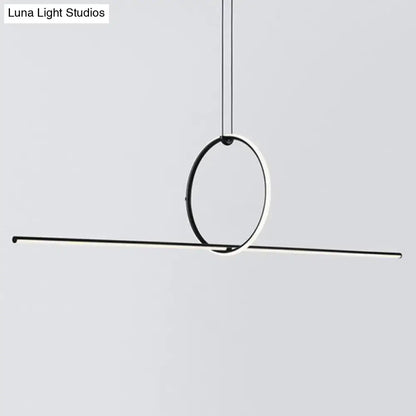 Minimalist black and white contemporary metal led hanging pendant light with sleek modern design for office use
