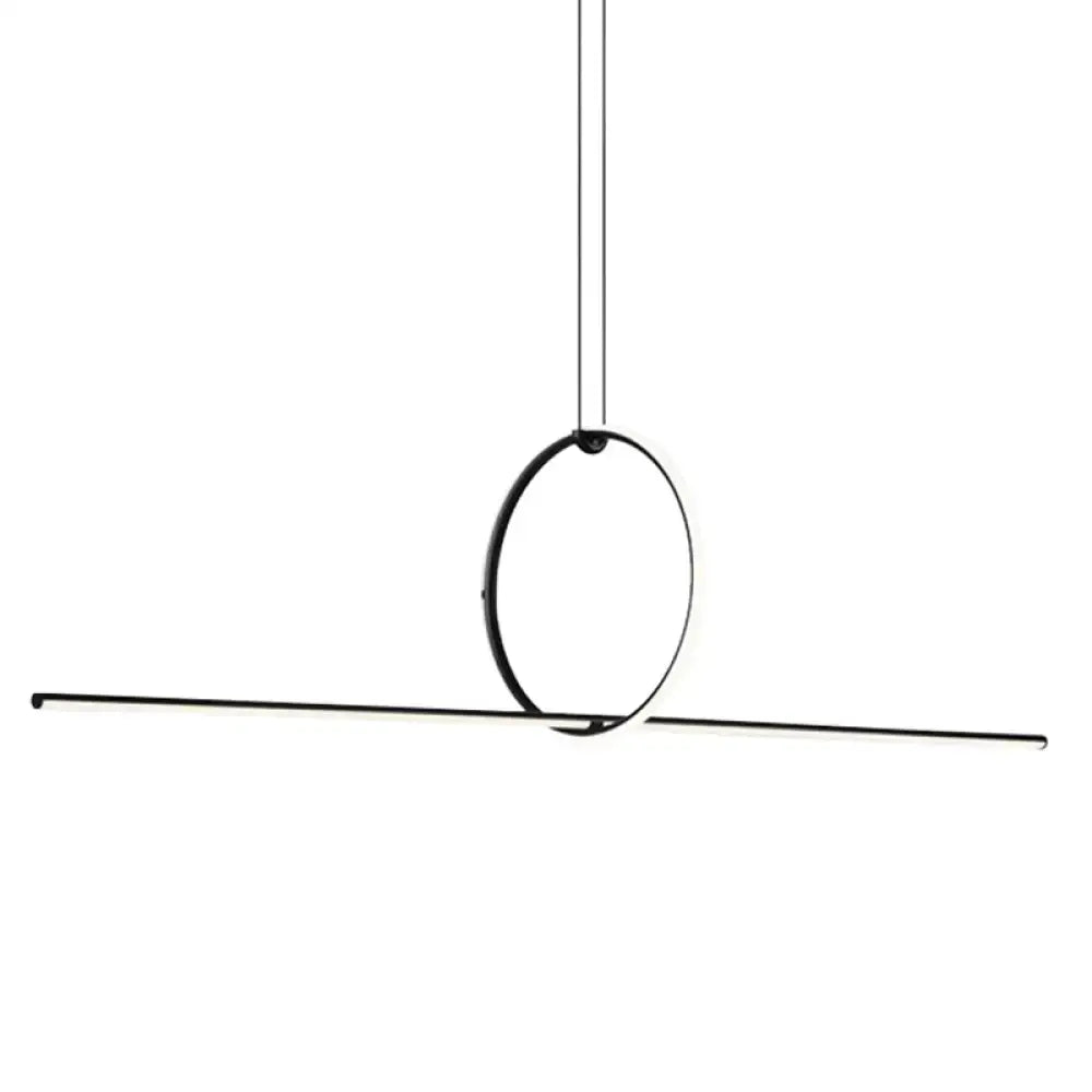 Minimalist black contemporary metal led pendant light with sleek linear arms for office hanging pendant light use