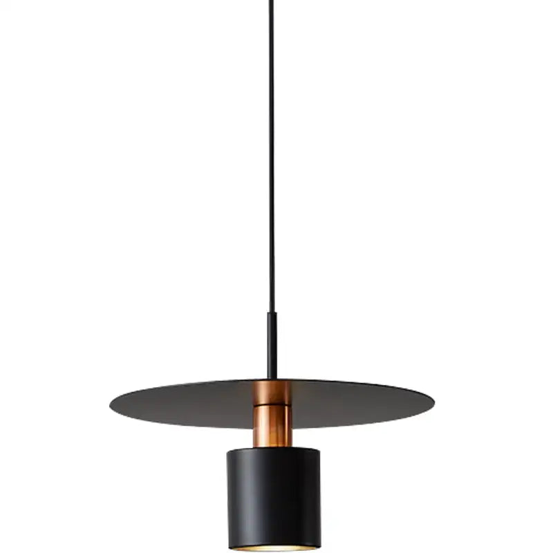 Minimalist black and copper iron art led chandelier with sleek cylindrical shade for modern bedroom decorbites iron art