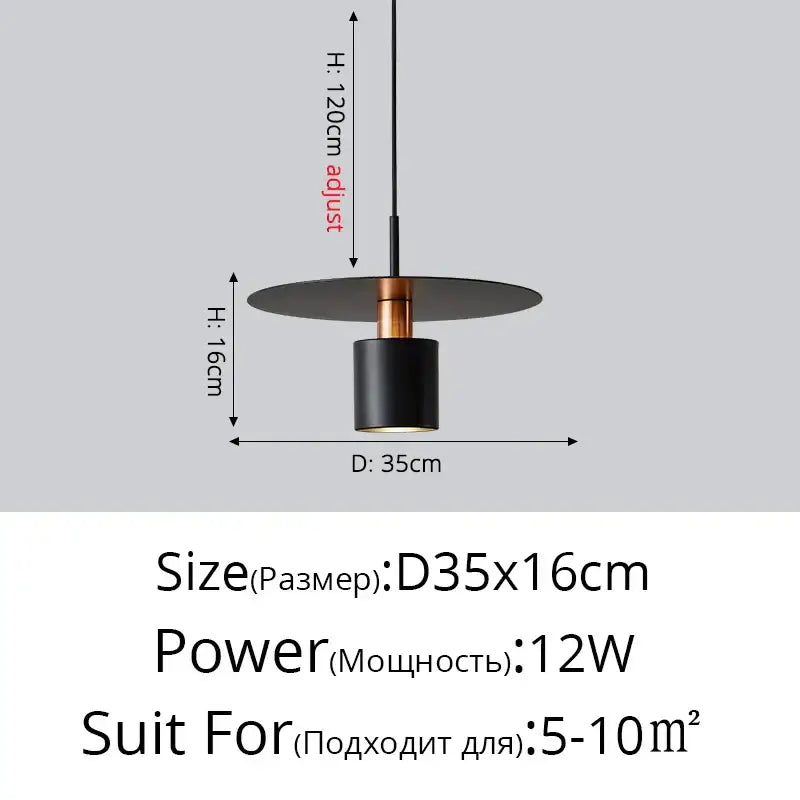 Minimalist black and copper iron art led chandelier with circular shade for bedroom pendant lighting decorbites iron art