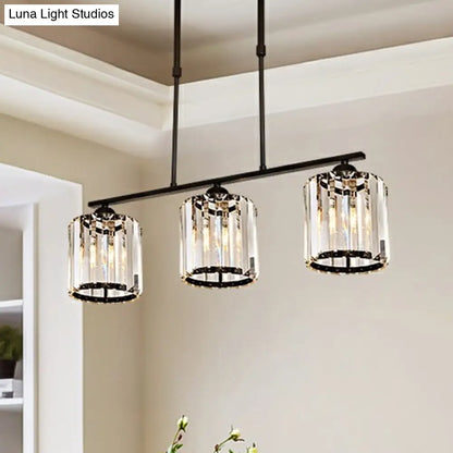 Minimalist Black Crystal Ceiling Chandelier for Restaurants - Geometric Design