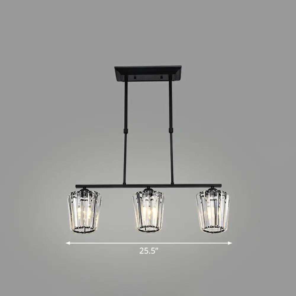 Minimalist Black Crystal Ceiling Chandelier for Restaurants - Geometric Design