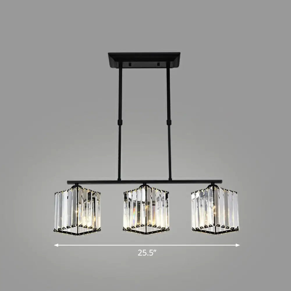 Minimalist Black Crystal Ceiling Chandelier for Restaurants - Geometric Design