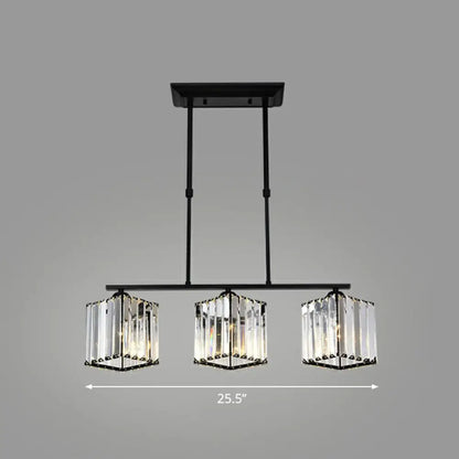 Minimalist Black Crystal Ceiling Chandelier for Restaurants - Geometric Design